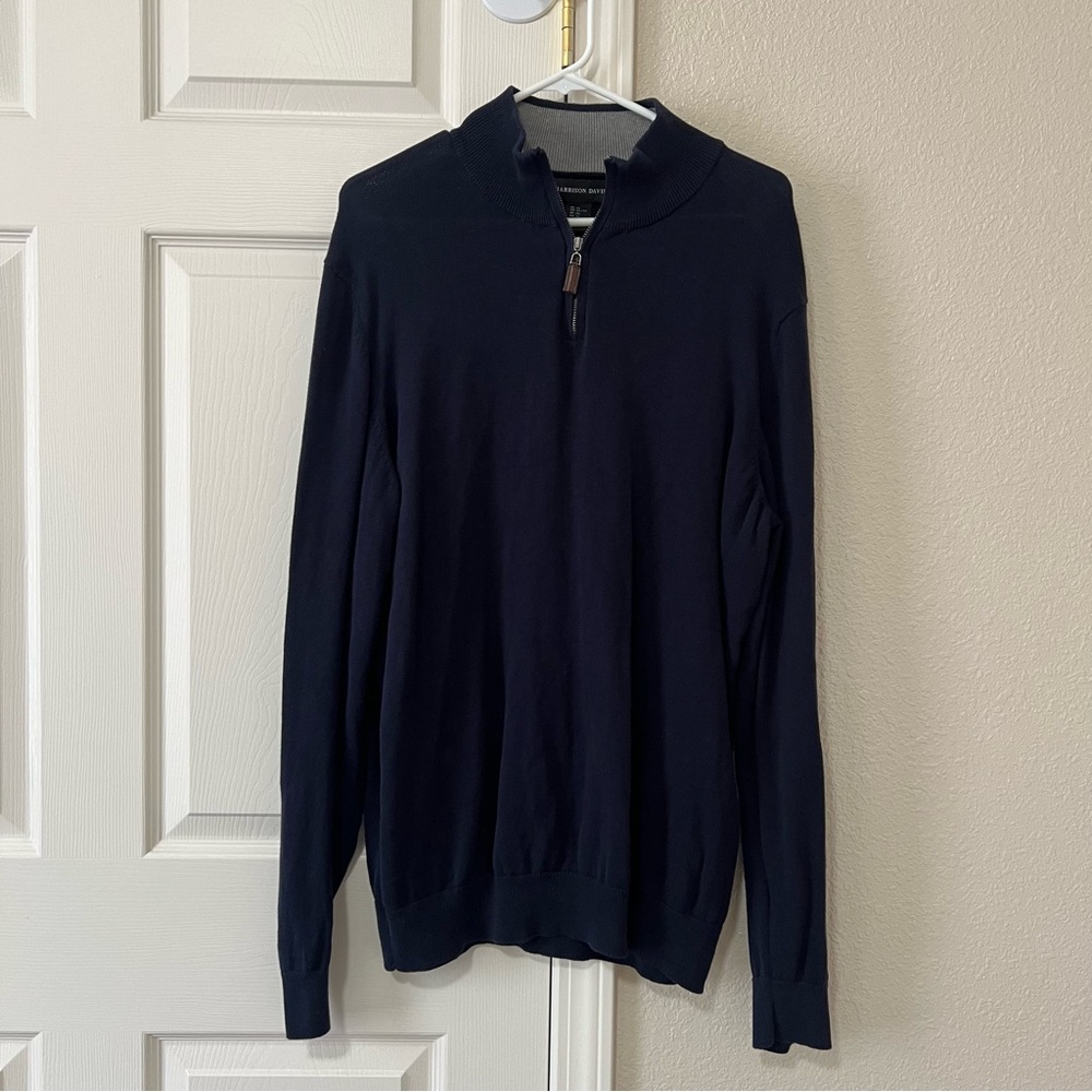 Harrison Davis Men's 100% Cotton Navy Quarter Zip Sweater - XL